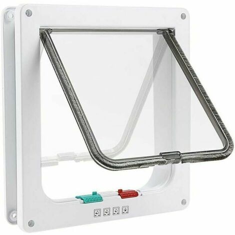 Chati��res and manual doors, 4 -position chati��re 4 -position cat for cats with tunnel Cut Cut Cat Dog Cat Door With Lock Catters For Small Animals Cat Mate Lockable Easy to Install White (M)