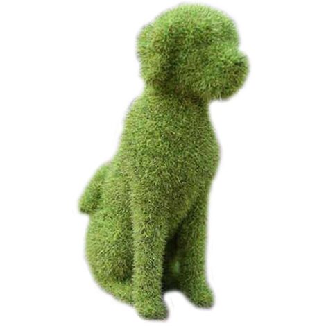 Chaton/Chiot Assis sur Gazon Synthétique Vert Flocké, Figurines Animalières Artificielles pour Décoration de Balcon Jardin Maison