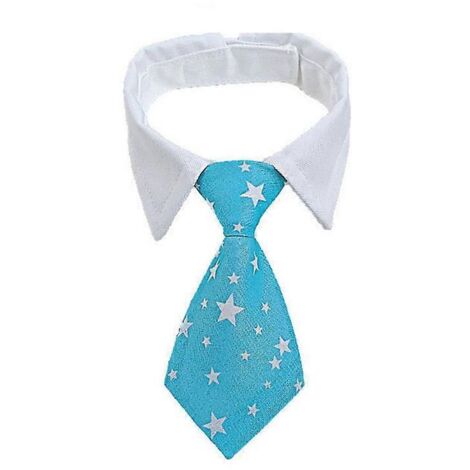 Chaton Collier Cravate Formelle Nœud Papillon Ajustable Laisse Portable pour Chat Chien, Bleu Clair Motif Pentagramme, Accessoire Animaux Mode