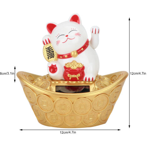 Chaton de Fortune avec Bras Articulés pour Décoration Maison Restaurant - Jouet Solar pour Bureau Etagère 12 cm Plastique