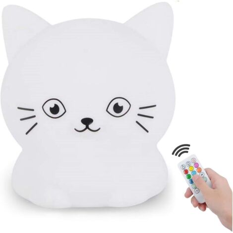 Chaton Veilleuse enfants - Veilleuse en silicone pour bébé, Lampe de chevet Lumières de la chambre - Convient aux tout-petits/garçons/filles/lève/aîné/chambres/extérieur/camping/cadeaux - moyen