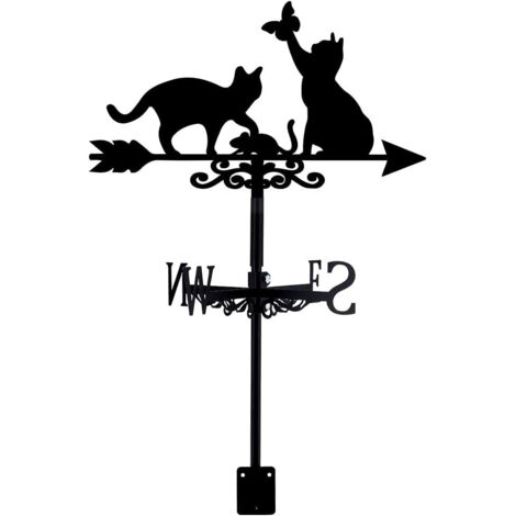Chats Girouette de Jardin Exterieur Girouettes Chats avec Papillon Animal Métal Girouette de Toit Jardin Direction Signe Girouettes Extérieur Ferme Décoration Vent Outil de Mesure