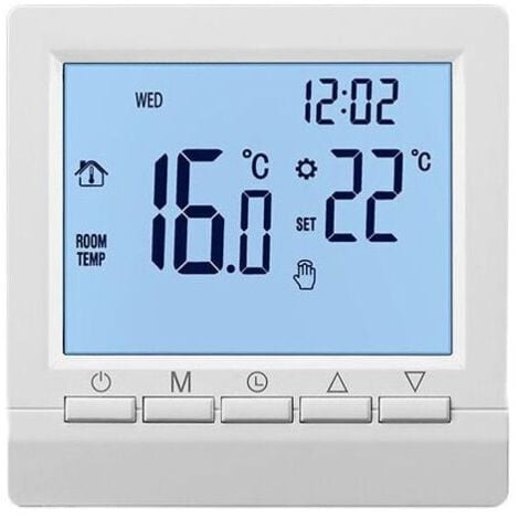 HKLFFJA Chaudière à gaz de chauffage intelligente, thermostat programmable, avec rétroéclairage blanc, adaptée aux chaudières filaires– Fonctionne avec piles