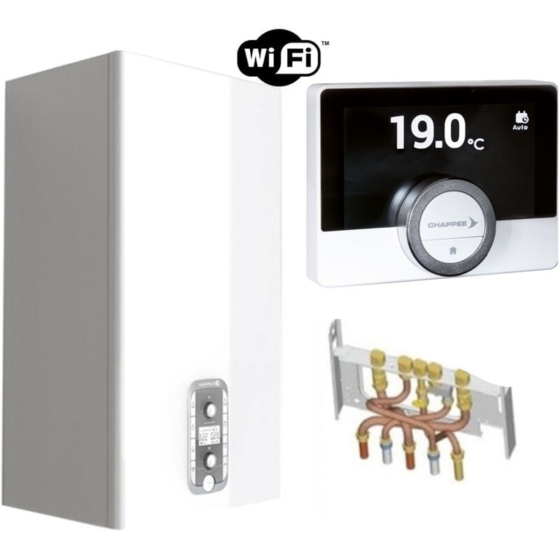 Chaffoteaux - Chaudière Gaz BasNox Urbia Nox 24 kW vmc Complète (Douilles + Dosseret) avec Thermostat Connecté