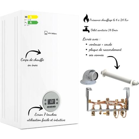 Elm Leblanc Mégalis 22kw GVA C Chaudière gaz murale condensation Version Chaudière Complète avec dosseret, avec ventouse horizontale