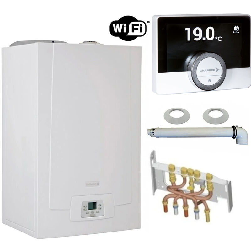 De Dietrich - Chaudière Gaz Condensation mpx bic 33 kW Complète (dosseret + douilles + ventouse) avec thermostat connecté