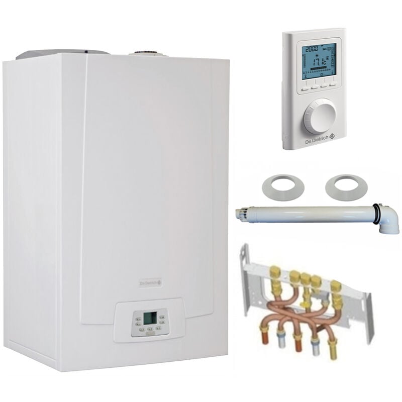 De Dietrich - Chaudière Gaz Condensation mpx bic 33 kW Complète (dosseret + douilles + ventouse) avec thermostat filaire