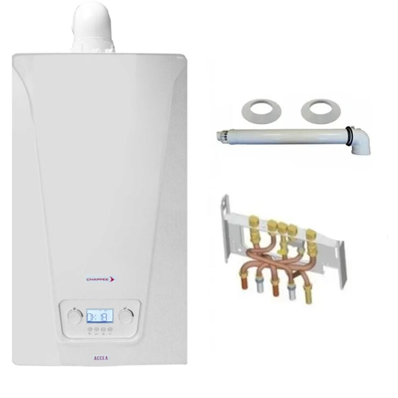 Chappee - Chaudière Gaz Murale Condensation Accea Chappée 25 kW Complète (Ventouse + Douilles + Dosseret)