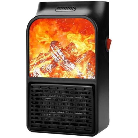 Chauffage 500W Plug-in Petite Flamme Chauffage Mini Chauffage Portable Protection Contre La Surchauffe Convient pour La Maison Bureau Chambre Utilisation 11.59.516.5cm Noir 1 Pièce
