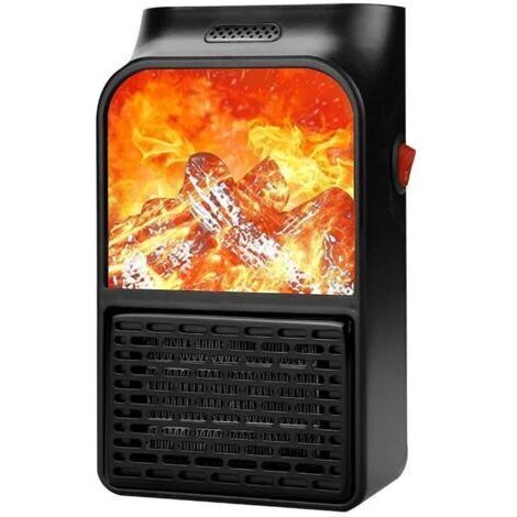 Chauffage 500W Plug-in Petite Flamme Chauffage Mini Chauffage Portable Protection Contre La Surchauffe Convient pour La Maison Bureau Chambre Utilisation 11.59.516.5cm Noir 1pc