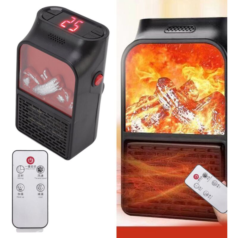 Chauffage à flamme Mini 1000W PTC en céramique, chauffage rapide, silencieux, portable, avec boîtier givré ignifuge, pour maison, prise ue, 220V