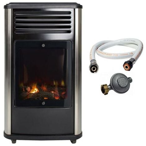 Chauffage à gaz 3.4 KW mobile Effet feu + Tuyau gaz + Détendeur butane Manhattan SAHARA