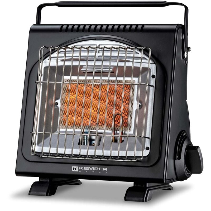 Kemper - Chauffage à gaz portable Piezo 1700W à cartouche Systèmes Sécurité intégrés Autonomie 2h30