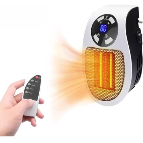 Chauffage Appoint Portable 500W Radiateur Électrique Protection Surchauffe Thermostat Electronique Réglable Affichage LED