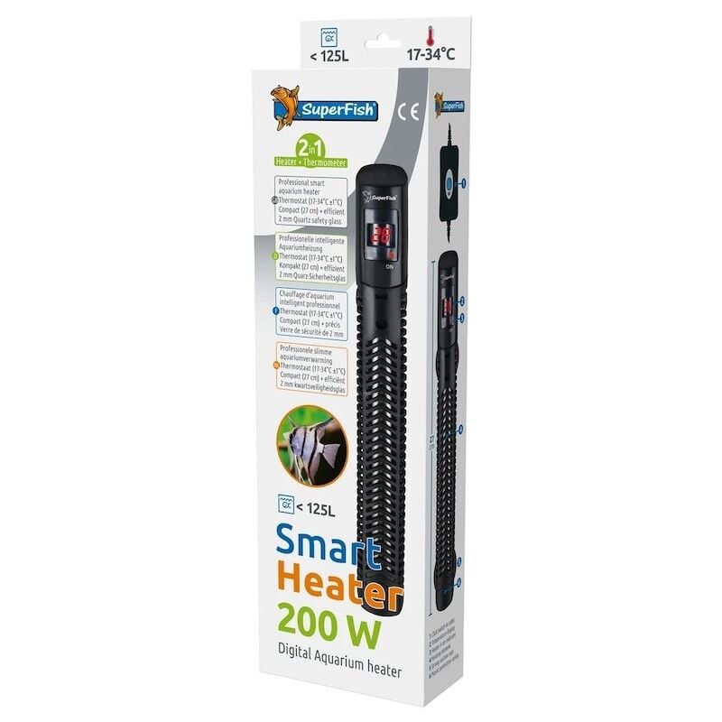Chauffage Aquarium Superfish 200W : Qualité et Professionnel. Pour aquariums 125 litres