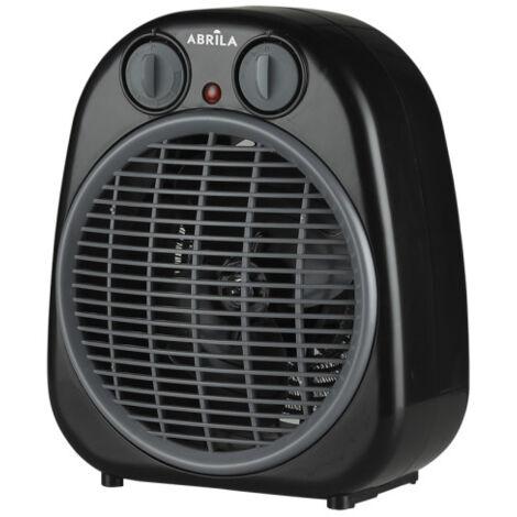 Chauffage au feu 2000w noir/gris 2w 2puissance 3fonctions thermostat, contrôle de sécurité, anti-basculement 24x20x13cm