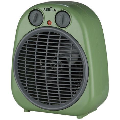 Chauffage au feu 2000w vert/gris 2w 2puissance 3fonctions thermostat, contrôle de sécurité, anti-basculement 24x20x13cm