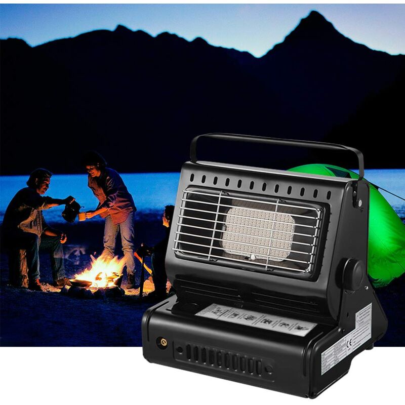 Chauffage au gaz en céramique, chauffage d'extérieur, pour tentes, caravanes, camping, brûleur en céramique, 1,3 kW (noir)