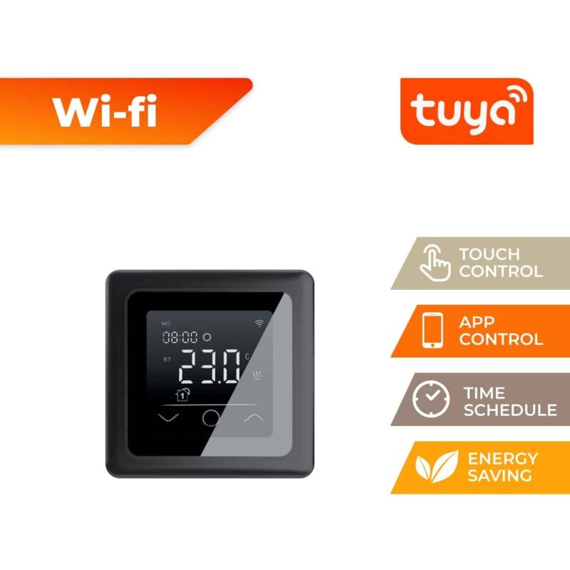 Chauffage au sol warmon classic+ 160 W/m² avec thermostat mcs 750 intelligent WiFi tactile, noir 10 m²