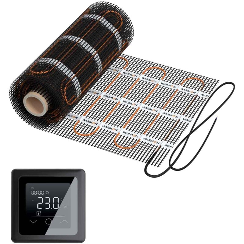 Chauffage au sol warmon ultra 200 W/m² avec thermostat tp 750 tactile, noir 12 m²