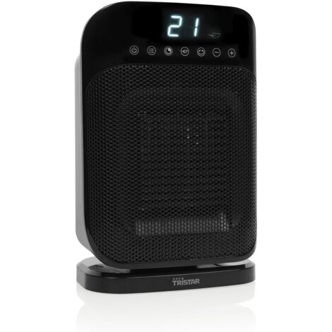 Chauffage céramique 1800 W KA5074 – Radiateur soufflant avec oscillation – Minuterie – Pour pièces jusqu'à 20 m² – Noir – Tristar