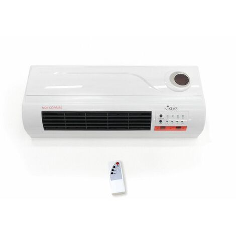 Chauffage Céramique Mural Basse Consommation Niklas Split PTC 2000 W 51x12x22cm 3 Niveaux de Puissance, Minuteur et Télécommande