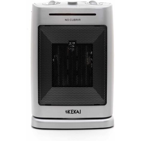 Chauffage Céramique Pivotant 1500W Kekai Little Silver 20x15x30 cm pour Intérieur avec Régulateur de Puissance