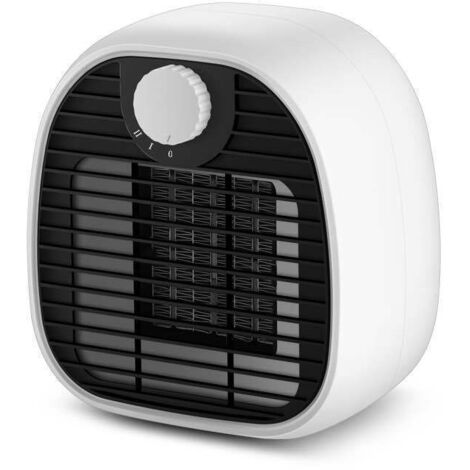 Chauffage d'air portatif 1000 W, petit radiateur électrique de table, chauffage à deux vitesses, blanc