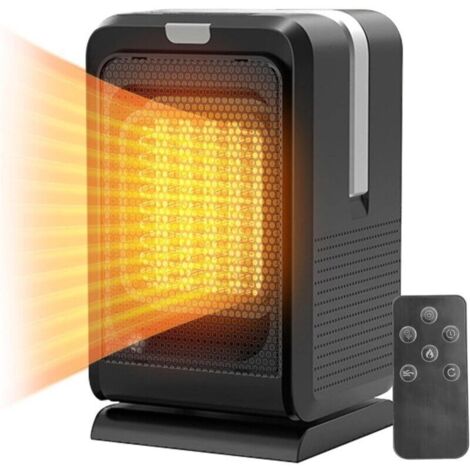 Chauffage D'appoint 1000W Avec Télécommande, Radiateur Soufflant Céramique PTC Chauffage Electrique Radiateur Electrique, 3 Vitesses Réglables, timer, Protection Contre la Surchauffe et le Basc