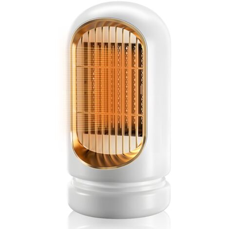 Chauffage d'appoint, 1200W Mini Radiateur Soufflant, Chauffage Soufflant, Silencieux, Protection Anti-Surchauffe et Anti-Basculement, 2 Niveaux, économie d'énergie, pour Chambre Bureau