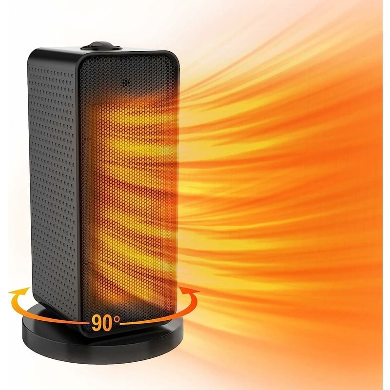 Chauffage d'appoint 1200W, Radiateur Electrique Ceramique 90°Oscillation, Chauffage Electrique 2 Modes de Chauffage, chauffage soufflant Silencieux