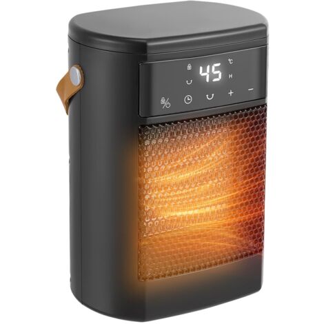 Chauffage d'appoint, 1500W PTC, 3 Modes Chauffants, Protection Anti-Surchauffe et Chute, Oscillant à 70° ECO Radiateur Electrique, Portable et Silencieux pour Maison, Bureau