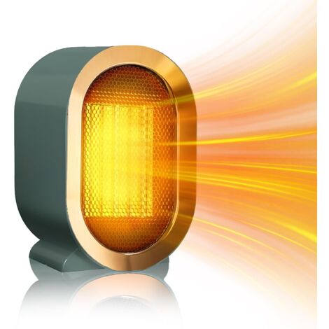 Chauffage d'Appoint, 2 Secondes de Radiateur Soufflant Ptc, Chauffage Soufflant Électrique, Mini Chauffage Soufflant Ceramique, Chauffage Soufflant, pour Chambre, Salon et Bureau (vert)