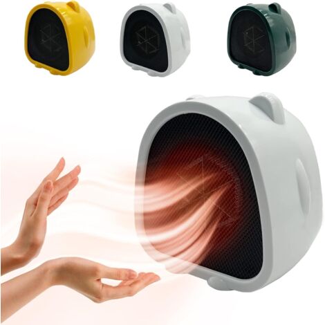 Chauffage d'appoint, chauffage soufflant portable, mini chauffage électrique céramique PTC 500 W, petit chauffage électrique pour bureau/salon/chambre (blanc)