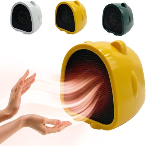 Chauffage d'appoint, chauffage soufflant portable, mini chauffage électrique céramique PTC 500 W, petit chauffage électrique pour bureau/salon/chambre (jaune)