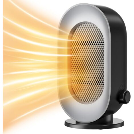 Chauffage d'appoint portable d'intérieur, mini ventilateur de chauffage électrique, protection contre la surchauffe/le basculement, chauffage rapide PTC petit radiateur de bureau