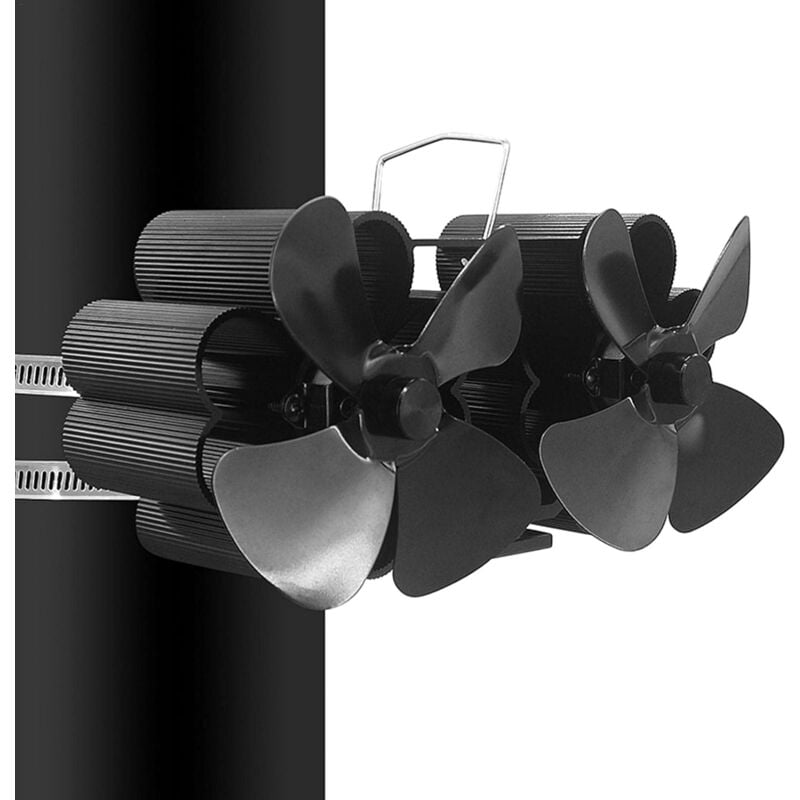 KZQ - Ventilateur De Cheminée Pour Poêle à Bois à 8 Pales, Ventilateur De Poêle à Double Moteur, Ventilateur Mural/de Bureau, Ventilateur De Tuyau De
