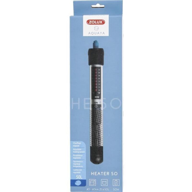 Chauffage Zolux Pour aquarium - Température réglable jusqu'a 34°C - 50W