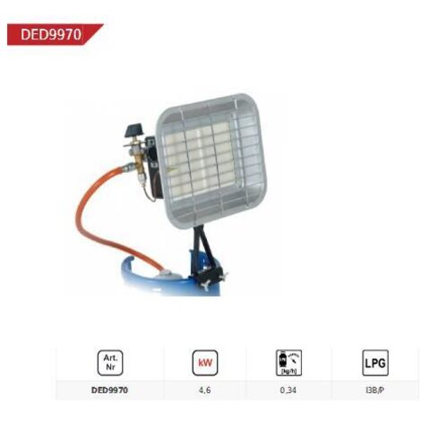 Chauffage de chantier au gaz 4,6 kW – Pour espaces extérieurs et ateliers – Efficace avec bouteille de gaz – Garantie 3 ans – Dedra