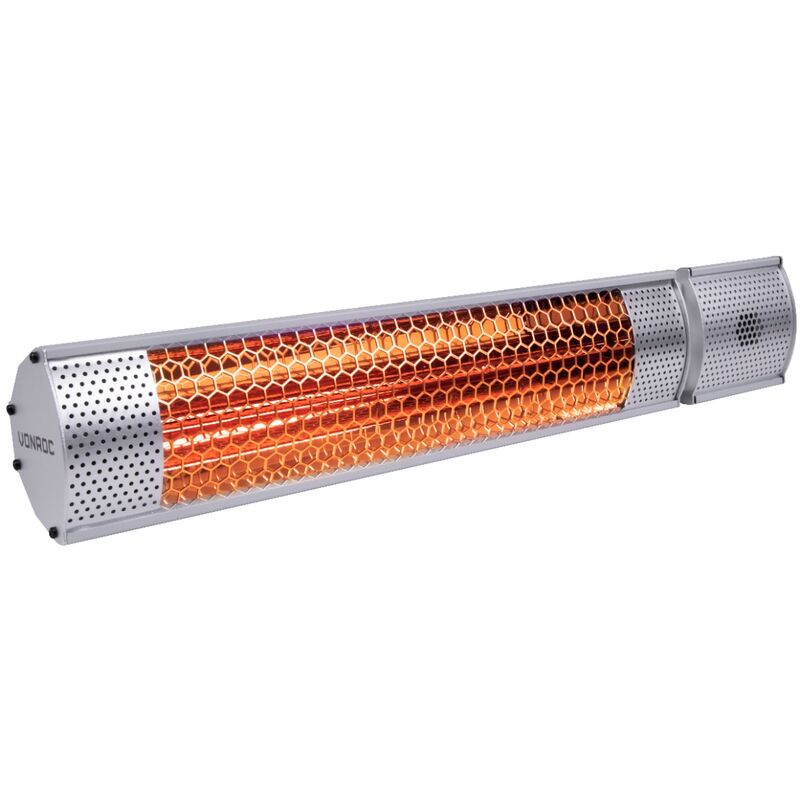 Chauffage de terrasse 2000W - Argenté – 2 réglages de chaleur – Rayonnements lumineux faibles - Télécommande incluse