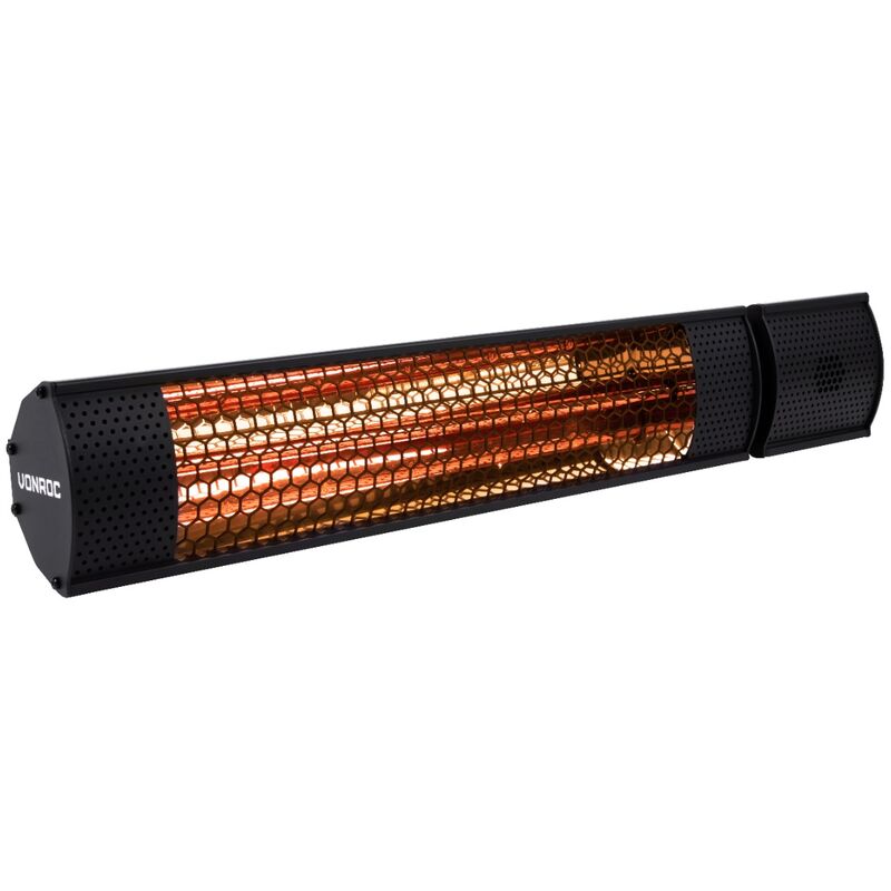 Chauffage de terrasse 2000W - Noir – 2 réglages de chaleur – Rayonnements lumineux faibles - Télécommande incluse