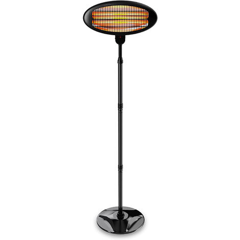 Chauffage de terrasse - 3 niveaux de chaleur - jusqu'à 2000 W - NOIR - hauteur et tête de chauffe réglables, fonctionnement manuel