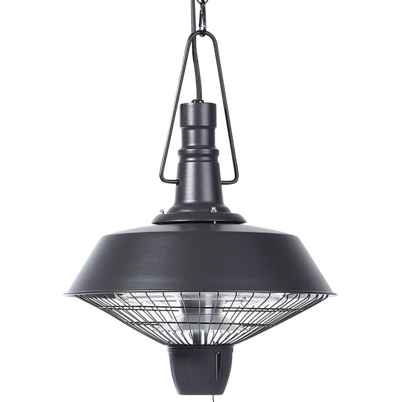 Chauffage d'Extérieur Electrique Suspendu 36 x 48 cm en Forme de Lampe en Aluminium Gris Foncé, Infrarouge à 3 Niveaux 900 / 1200 / 2100 w Beliani