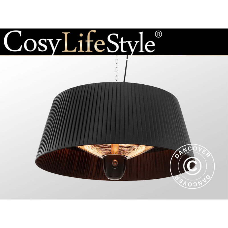 Chauffage de terrasse halogène suspendu, ikema, 1500W, Noir