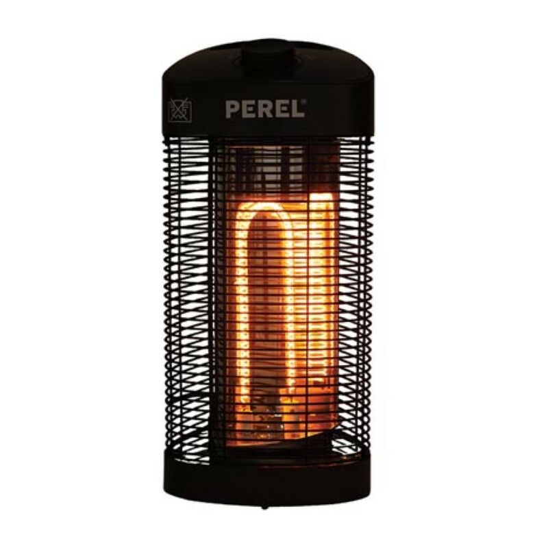 Chauffage de terrasse mobile, 1200 w, avec protection anti-basculement, 2 niveaux de chauffe, oscillant, résistant aux projections d'eau, métal, noir