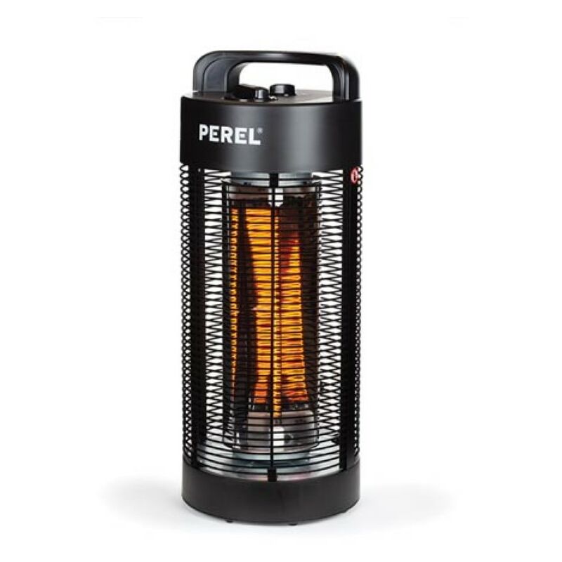 Perel - Chauffage de terrasse mobile, 1200 w, carbone, avec protection anti-basculement, 2 niveaux de chauffe, oscillant, résistant aux projections