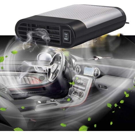 Chauffage de voiture 12 V 150 W avec ventilateur et dégivreur de pare-brise portable (gris, avec purification de l'air)
