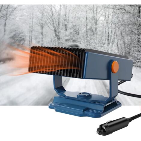Chauffage de voiture 12 V 150 W Dégivreur avec support et ventouse, Désembueur de pare-brise portable, 2 en 1 Chauffage et refroidissement, Ventilateur de voiture avec prise allume-cigare