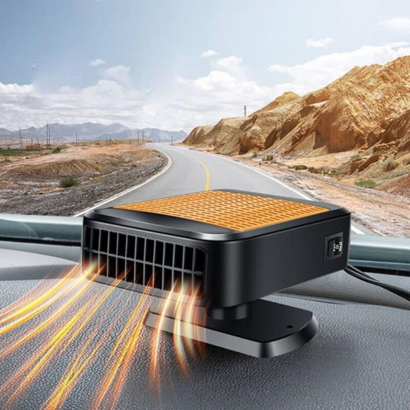 Chauffage de voiture, 12 V 200 W, chauffage de voiture portable avec prise allume-cigare, rotation à 360 °, 2 en 1, chauffage rapide, dégivrage,