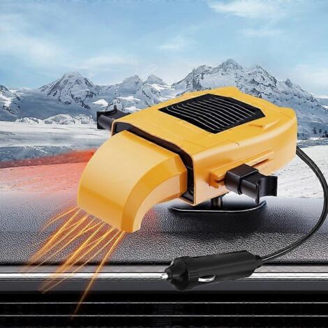 Chauffage de voiture 12V 150W avec dégivrage intégré, fonction chauffage/climatisation, désembuage rapide du pare-brise, jaune.